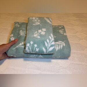Deborah Connolly Floral Bath Towel Set, Cotton, Sage Green/White